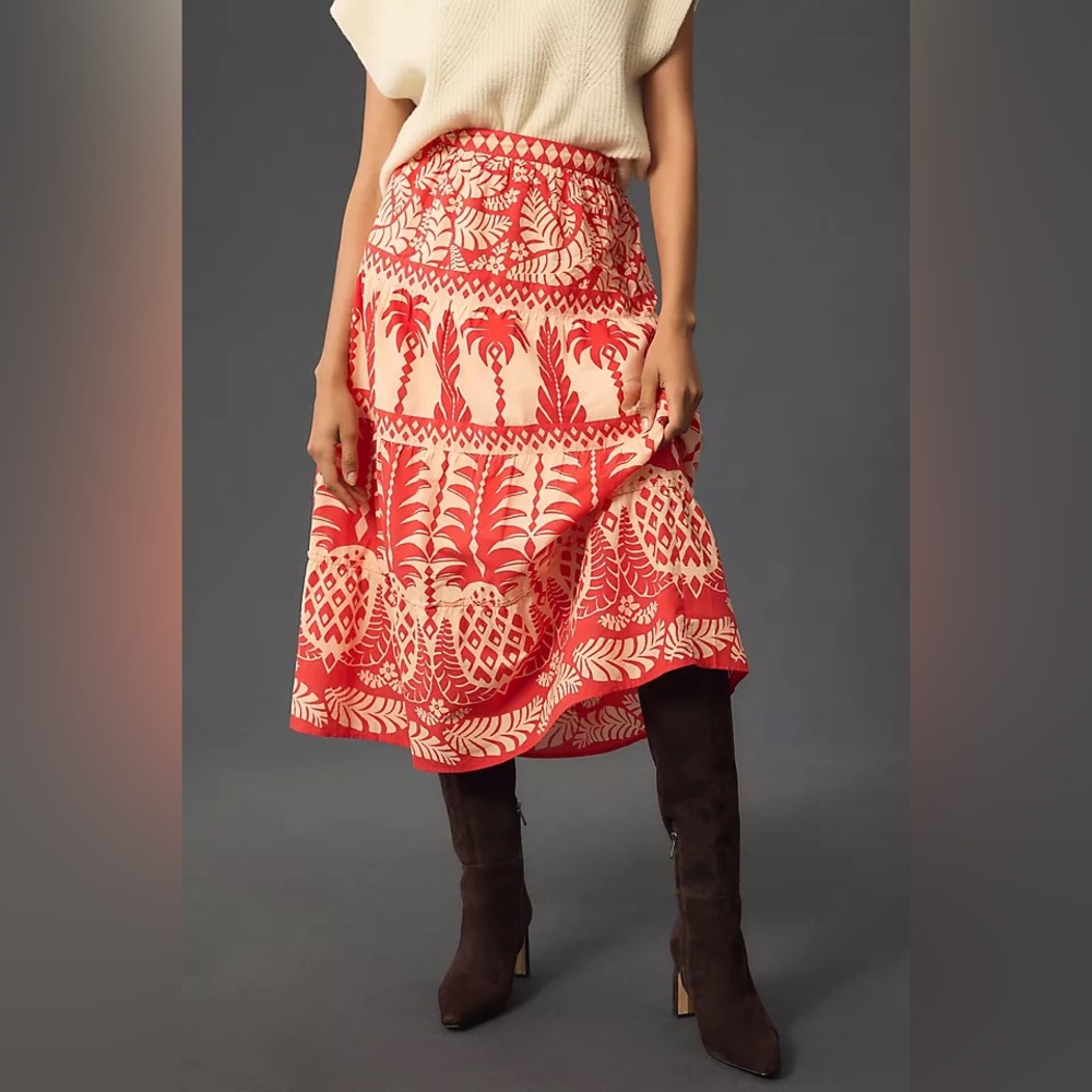 Farm Rio x Anthropologie Tiered Paradise Maxi Skirt